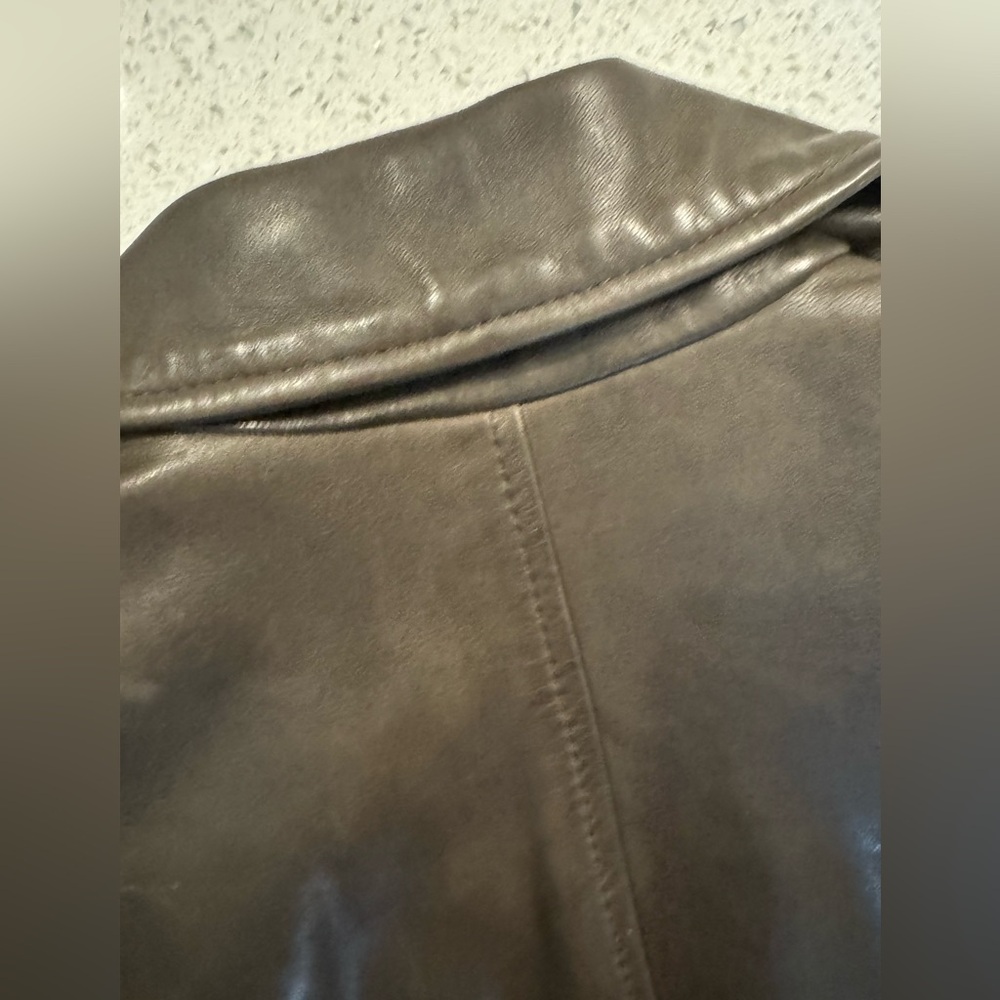 NWT Abercrombie & Fitch Genuine Leather Moto Jacket Brown Small - Picture 3 of 11